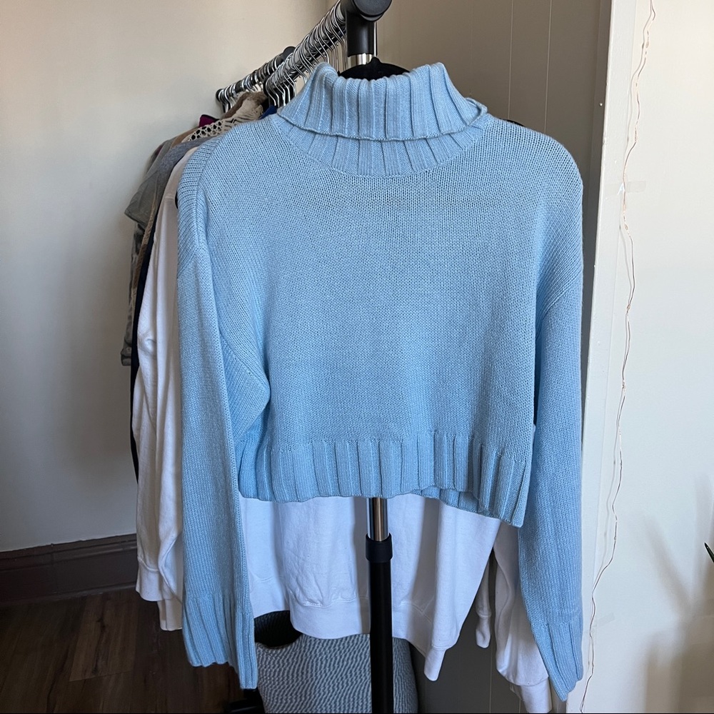 Blue Turtleneck Sweater